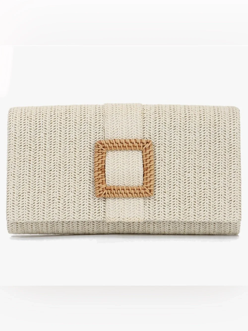 Woven Straw Clutch Bag in Natural